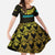 Kazakhstan Born Free Riding Far Family Matching Tank Maxi Dress and Hawaiian Shirt with Wild Horses and Gold Tribal Pattern on Black