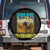 Kazakhstan Born Free Riding Far Spare Tire Cover with Wild Horses and Gold Tribal Pattern on Black