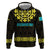 Kazakhstan Born Free Riding Far Zip Hoodie with Wild Horses and Gold Tribal Pattern on Black