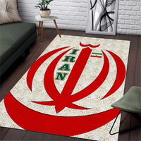 Iran Flag Pattern Area Rug with Bold Red National Emblem Design