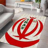 Iran Flag Pattern Area Rug with Bold Red National Emblem Design