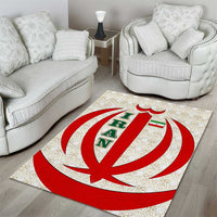 Iran Flag Pattern Area Rug with Bold Red National Emblem Design