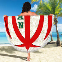 Iran Flag Pattern Beach Blanket with Bold Red National Emblem Design
