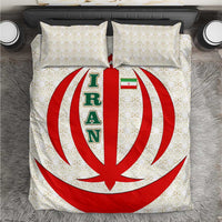 Iran Flag Pattern Bedding Set with Bold Red National Emblem Design