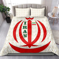Iran Flag Pattern Bedding Set with Bold Red National Emblem Design