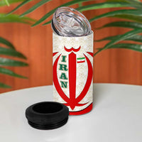 Iran Flag Pattern 4 in 1 Can Cooler Tumbler with Bold Red National Emblem Design
