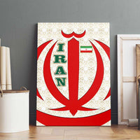 Iran Flag Pattern Canvas Wall Art with Bold Red National Emblem Design