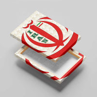 Iran Flag Pattern Canvas Wall Art with Bold Red National Emblem Design