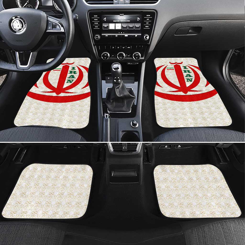 Iran Flag Pattern Car Mats with Bold Red National Emblem Design