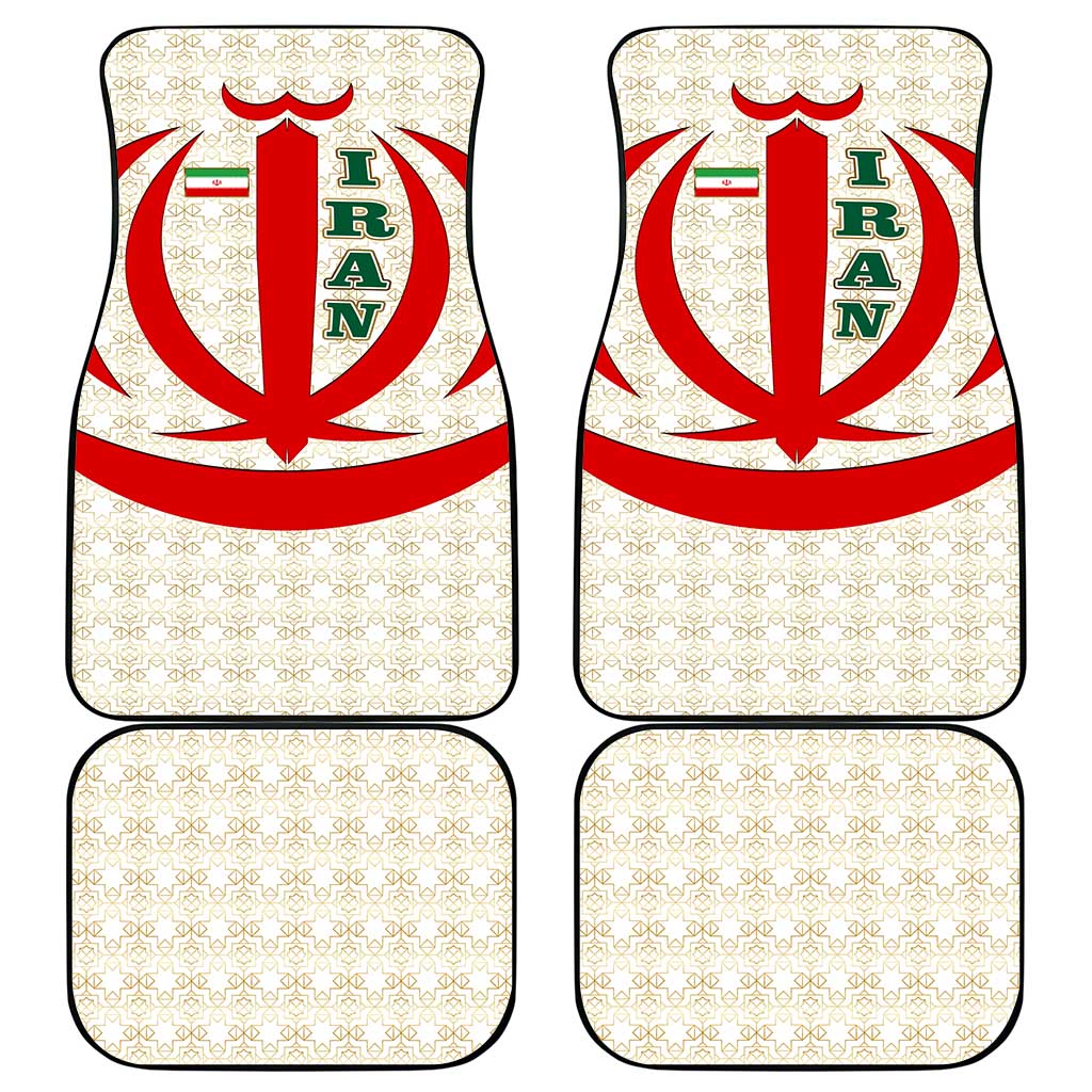 Iran Flag Pattern Car Mats with Bold Red National Emblem Design