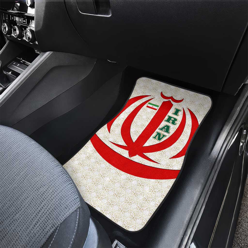 Iran Flag Pattern Car Mats with Bold Red National Emblem Design