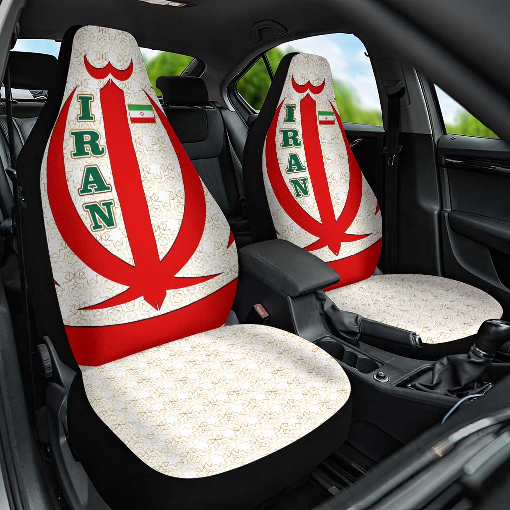 Iran Flag Pattern Car Seat Cover with Bold Red National Emblem Design