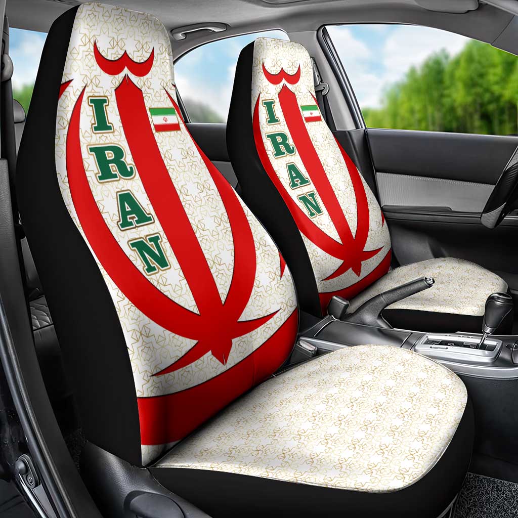 Iran Flag Pattern Car Seat Cover with Bold Red National Emblem Design