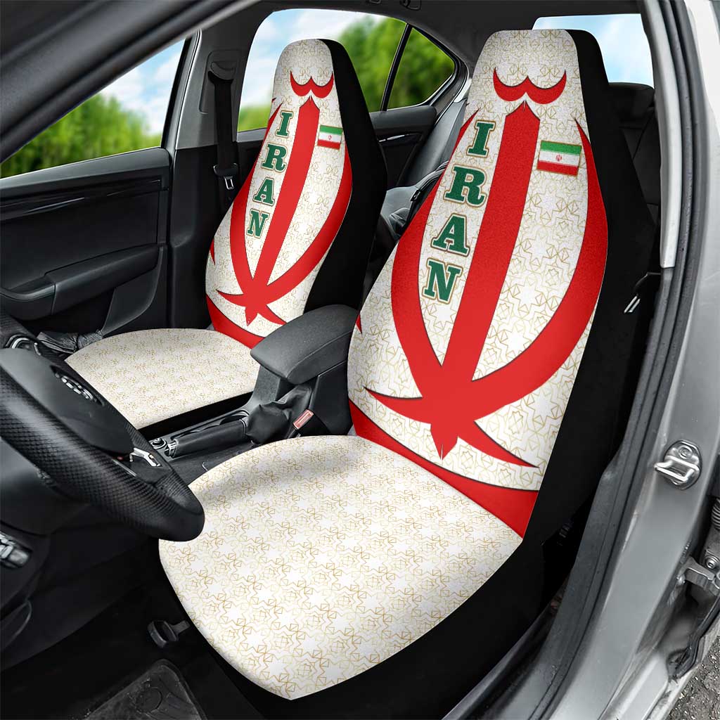 Iran Flag Pattern Car Seat Cover with Bold Red National Emblem Design