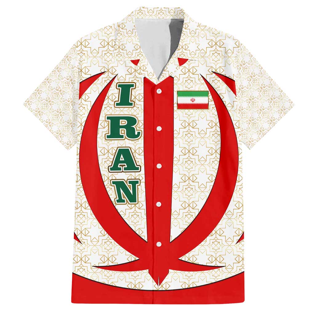 Iran Flag Pattern Family Matching Long Sleeve Bodycon Dress and Hawaiian Shirt with Bold Red National Emblem Design