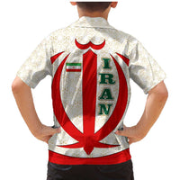 Iran Flag Pattern Family Matching Mermaid Dress and Hawaiian Shirt with Bold Red National Emblem Design