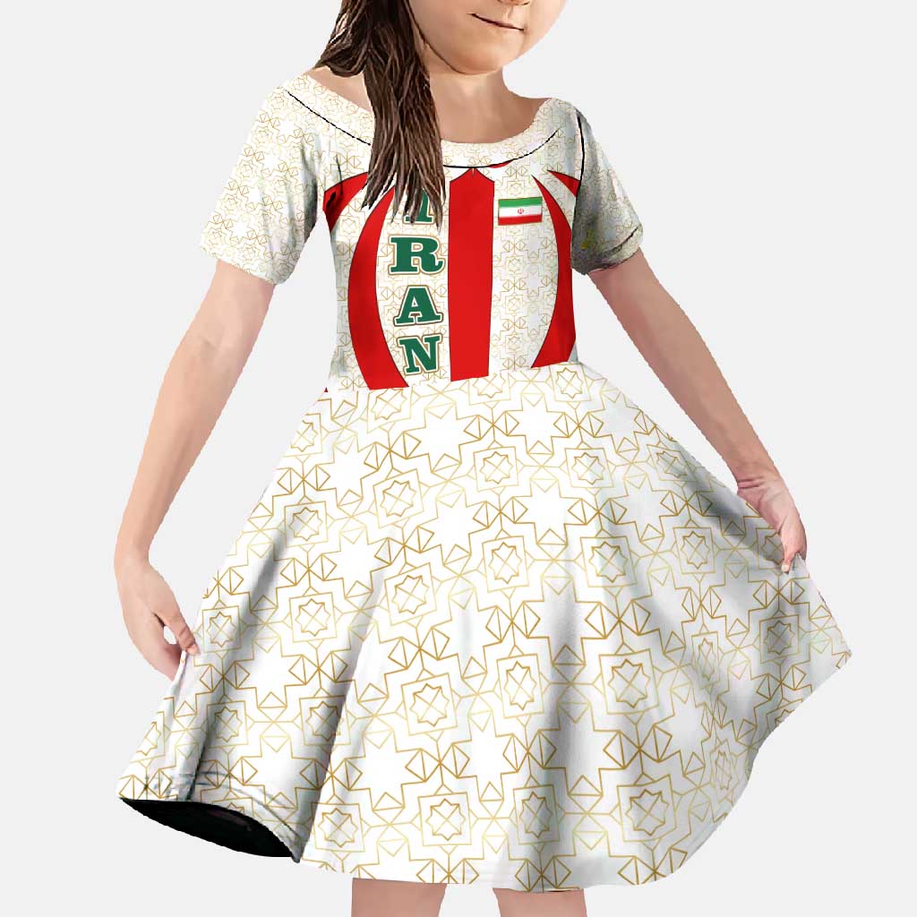 Iran Flag Pattern Family Matching Mermaid Dress and Hawaiian Shirt with Bold Red National Emblem Design