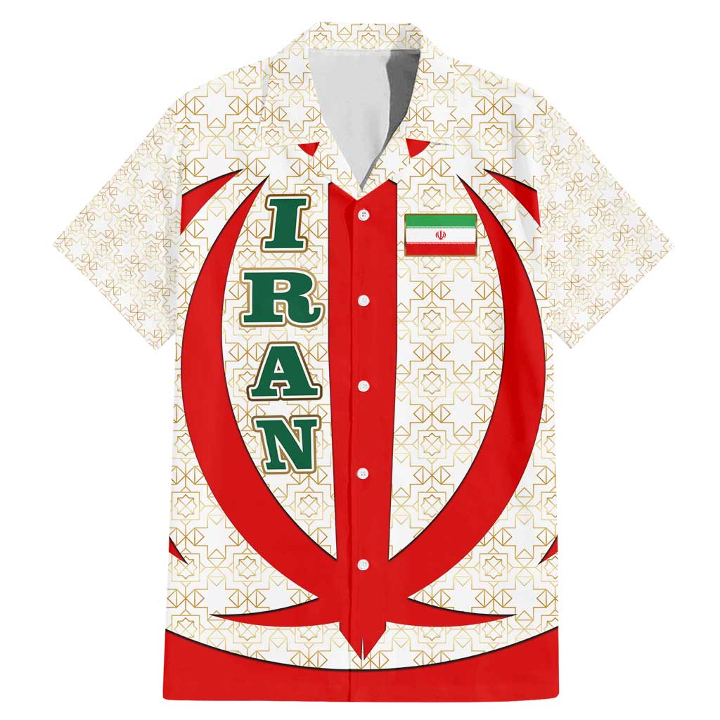 Iran Flag Pattern Family Matching Mermaid Dress and Hawaiian Shirt with Bold Red National Emblem Design