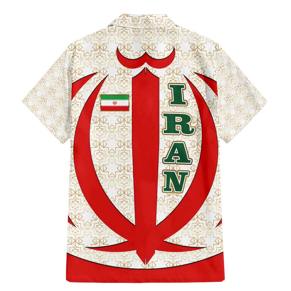 Iran Flag Pattern Family Matching Mermaid Dress and Hawaiian Shirt with Bold Red National Emblem Design