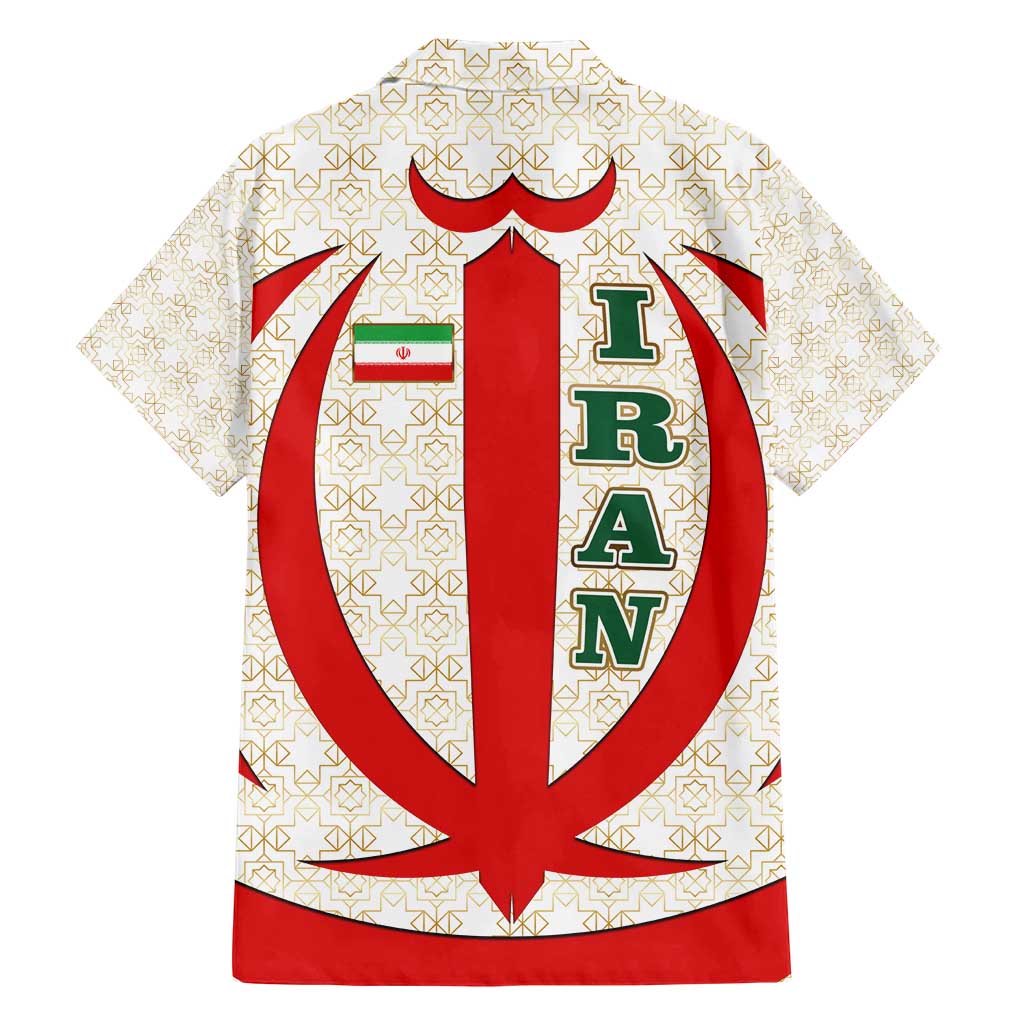 Iran Flag Pattern Family Matching Short Sleeve Bodycon Dress and Hawaiian Shirt with Bold Red National Emblem Design