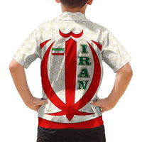 Iran Flag Pattern Family Matching Summer Maxi Dress and Hawaiian Shirt with Bold Red National Emblem Design