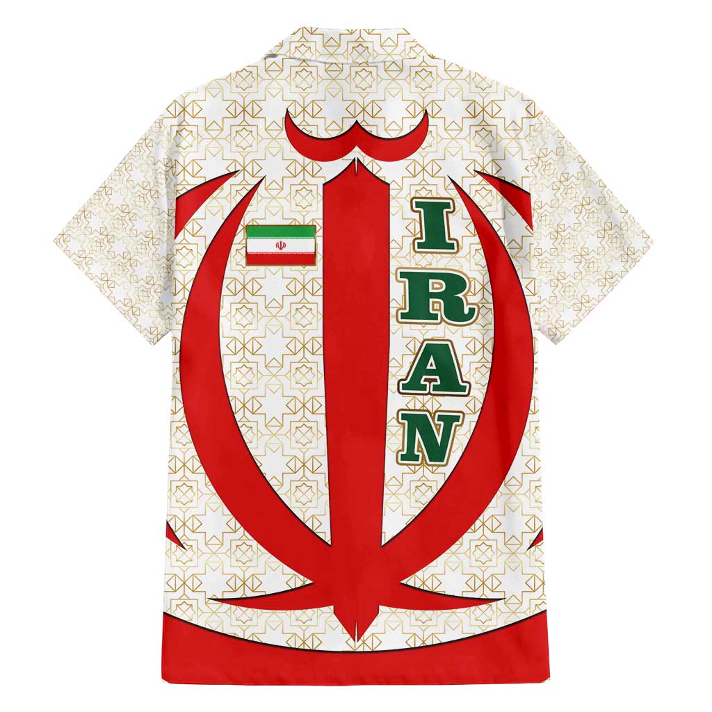 Iran Flag Pattern Family Matching Summer Maxi Dress and Hawaiian Shirt with Bold Red National Emblem Design