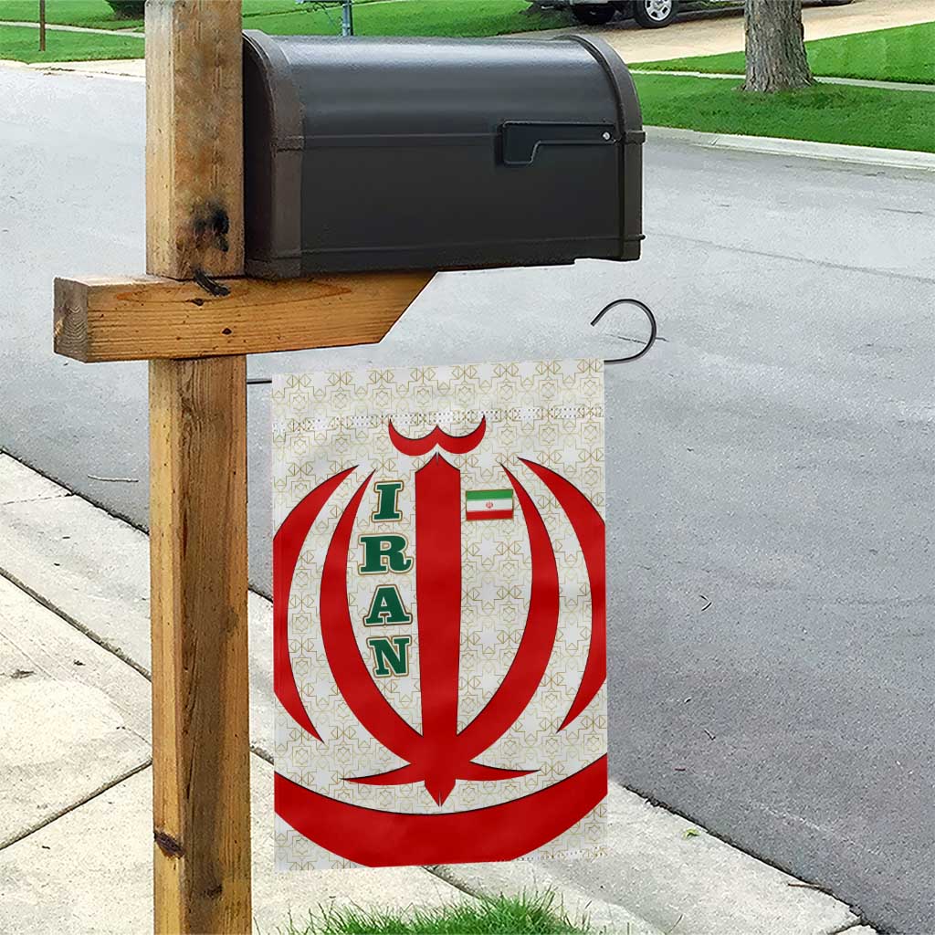 Iran Flag Pattern Garden Flag with Bold Red National Emblem Design