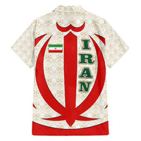 Iran Flag Pattern Hawaiian Shirt with Bold Red National Emblem Design