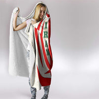 Iran Flag Pattern Hooded Blanket with Bold Red National Emblem Design