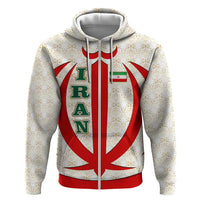 Iran Flag Pattern Hoodie with Bold Red National Emblem Design