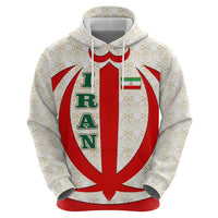 Iran Flag Pattern Hoodie with Bold Red National Emblem Design
