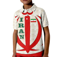Iran Flag Pattern Kid Polo Shirt with Bold Red National Emblem Design