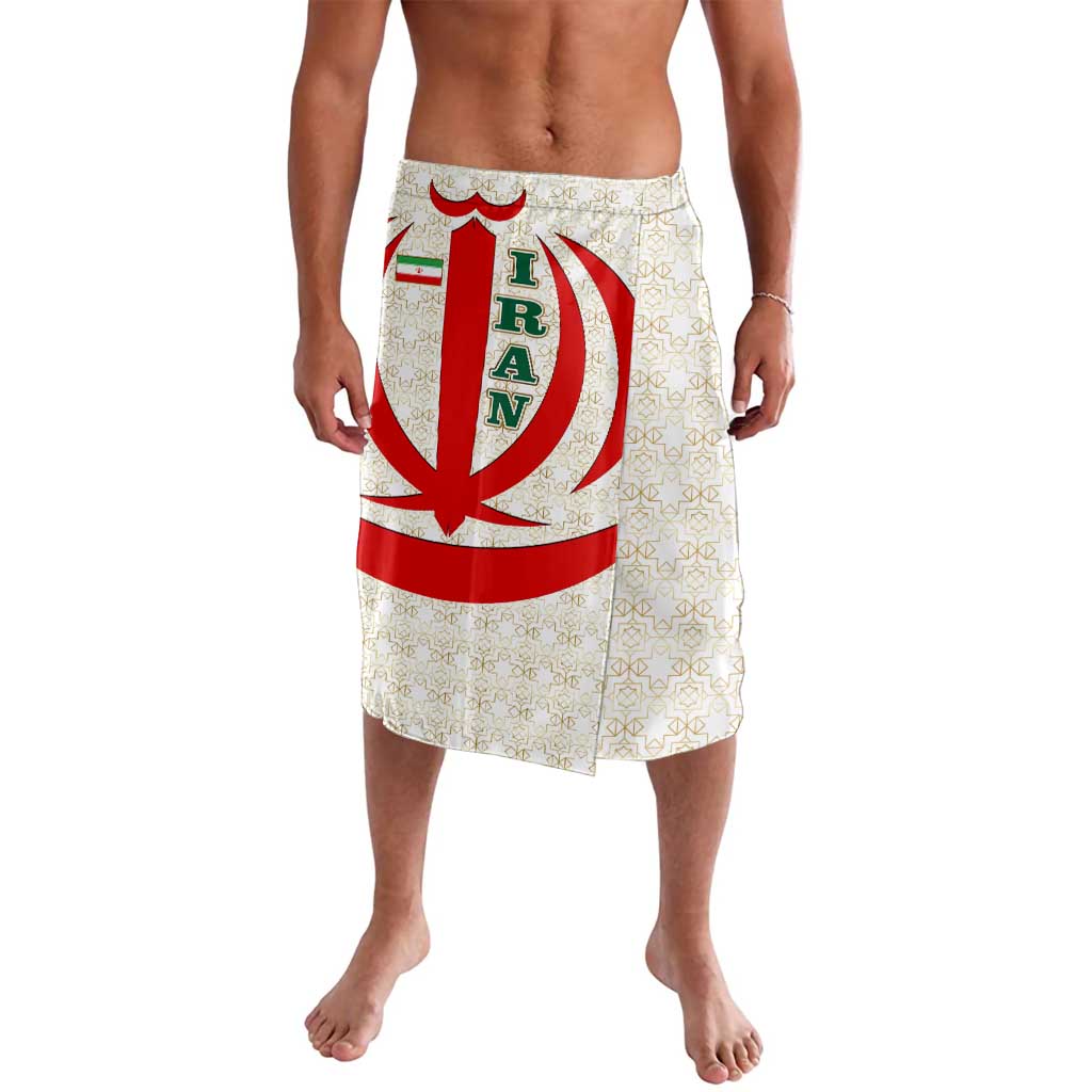 Iran Flag Pattern Lavalava with Bold Red National Emblem Design