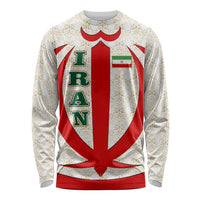 Iran Flag Pattern Long Sleeve Shirt with Bold Red National Emblem Design