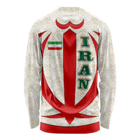 Iran Flag Pattern Long Sleeve Shirt with Bold Red National Emblem Design