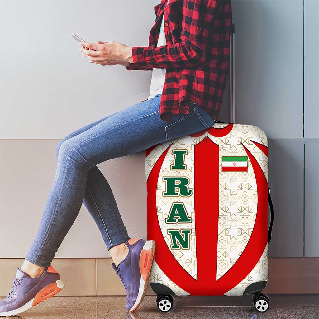 Iran Flag Pattern Luggage Cover with Bold Red National Emblem Design