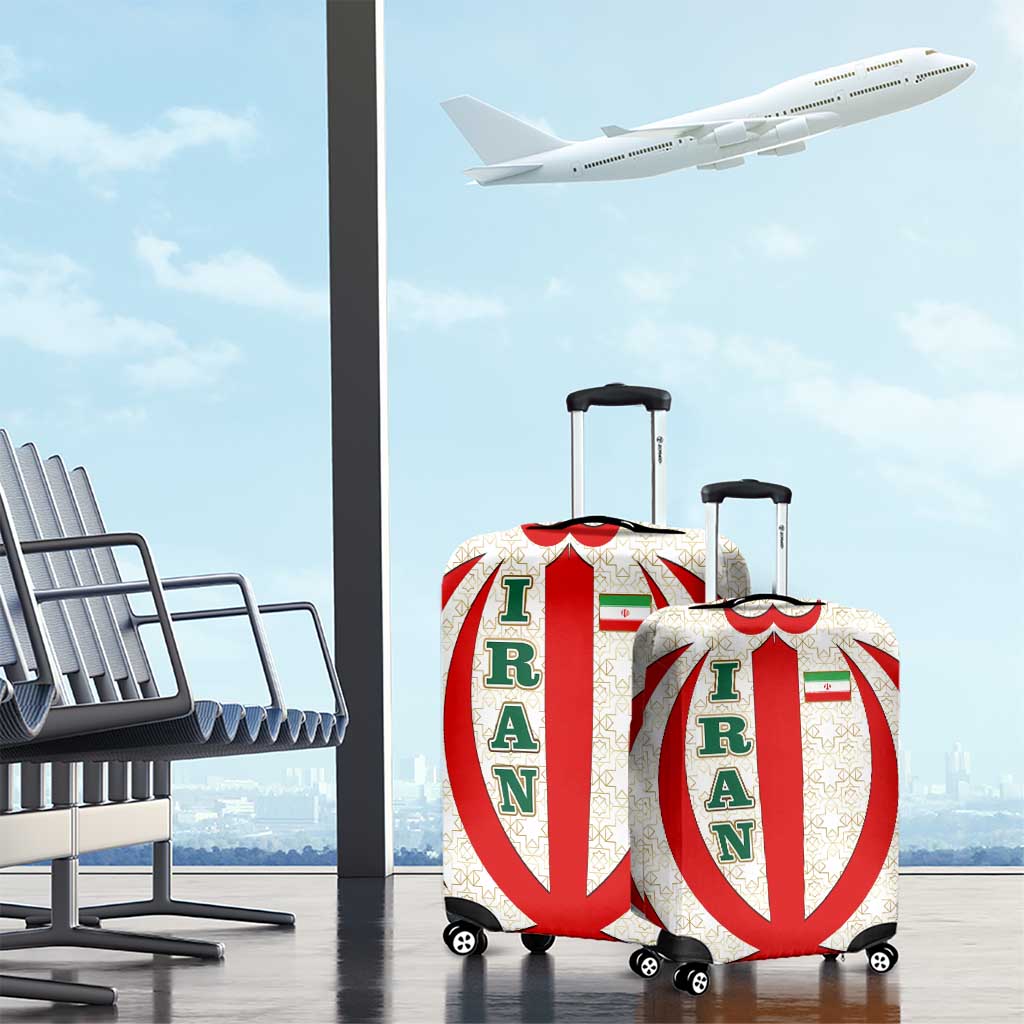 Iran Flag Pattern Luggage Cover with Bold Red National Emblem Design