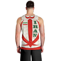 Iran Flag Pattern Men Tank Top with Bold Red National Emblem Design