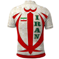 Iran Flag Pattern Polo Shirt with Bold Red National Emblem Design