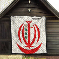 Iran Flag Pattern Quilt with Bold Red National Emblem Design