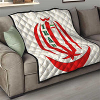 Iran Flag Pattern Quilt with Bold Red National Emblem Design