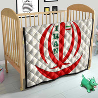 Iran Flag Pattern Quilt with Bold Red National Emblem Design
