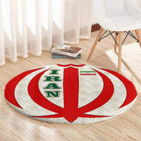 Iran Flag Pattern Round Carpet with Bold Red National Emblem Design