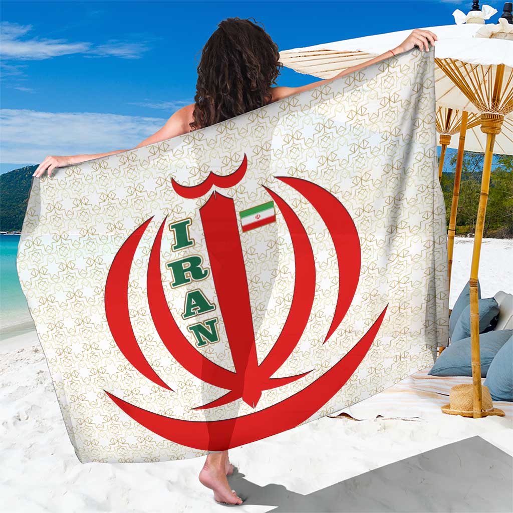 Iran Flag Pattern Sarong with Bold Red National Emblem Design