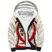 Iran Flag Pattern Sherpa Hoodie with Bold Red National Emblem Design