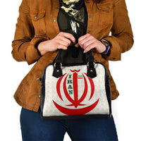 Iran Flag Pattern Shoulder Handbag with Bold Red National Emblem Design