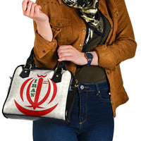 Iran Flag Pattern Shoulder Handbag with Bold Red National Emblem Design