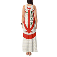 Iran Flag Pattern Tank Maxi Dress with Bold Red National Emblem Design