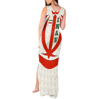 Iran Flag Pattern Tank Maxi Dress with Bold Red National Emblem Design