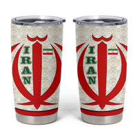 Iran Flag Pattern Tumbler Cup with Bold Red National Emblem Design